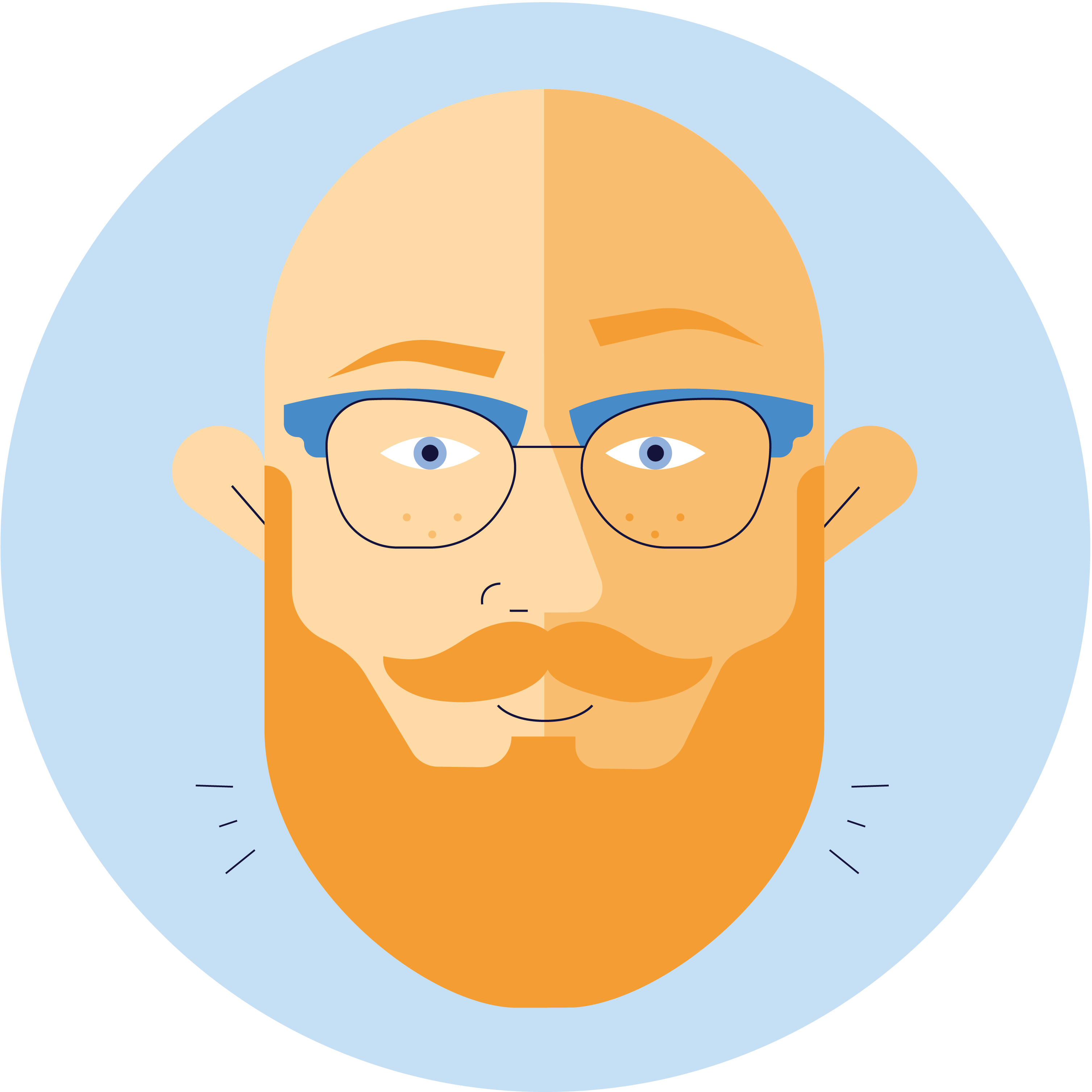 Illustrasjon av mann med pent skjegg