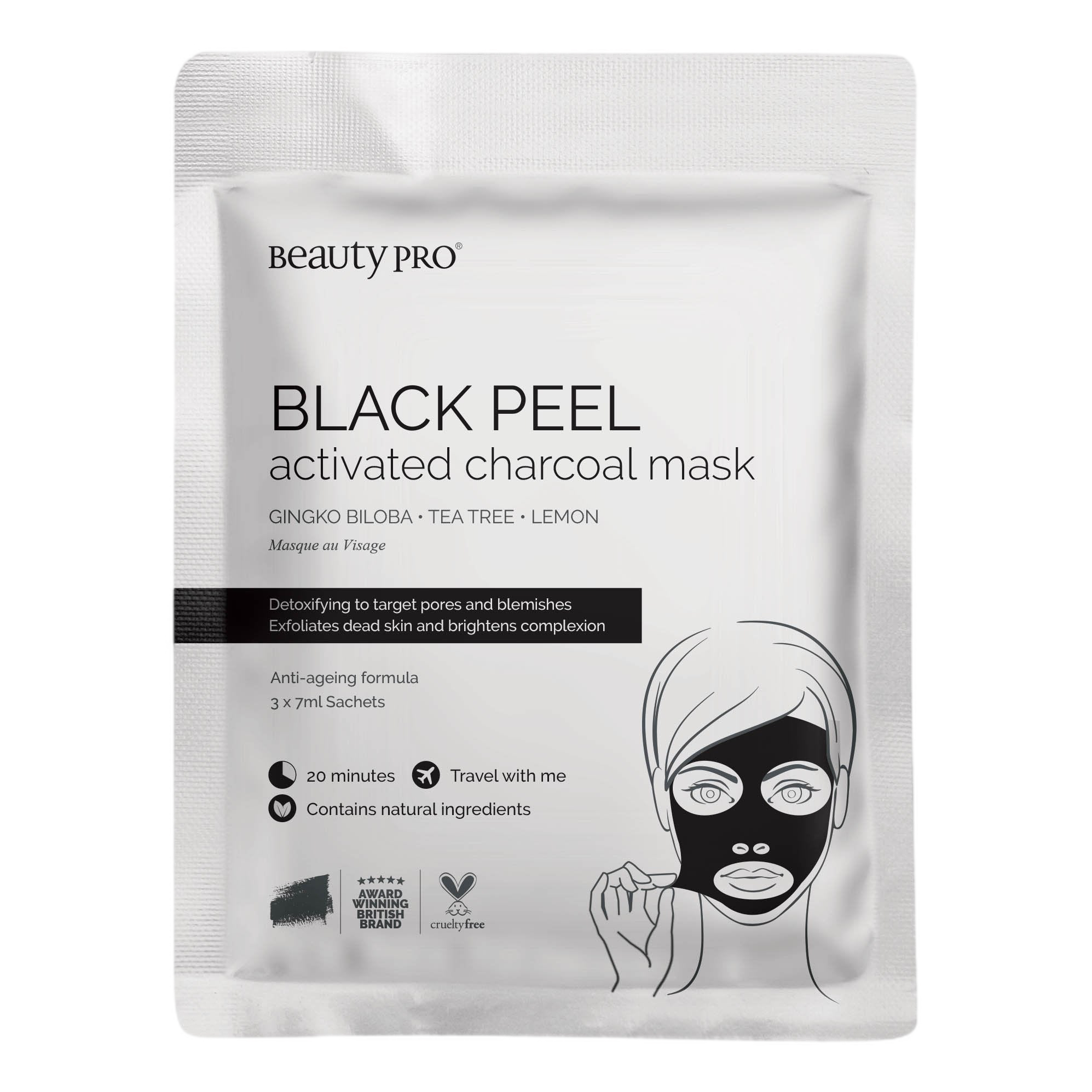 Beauty Pro Black Peel Activated Charcoal mask ansiktsmaske
