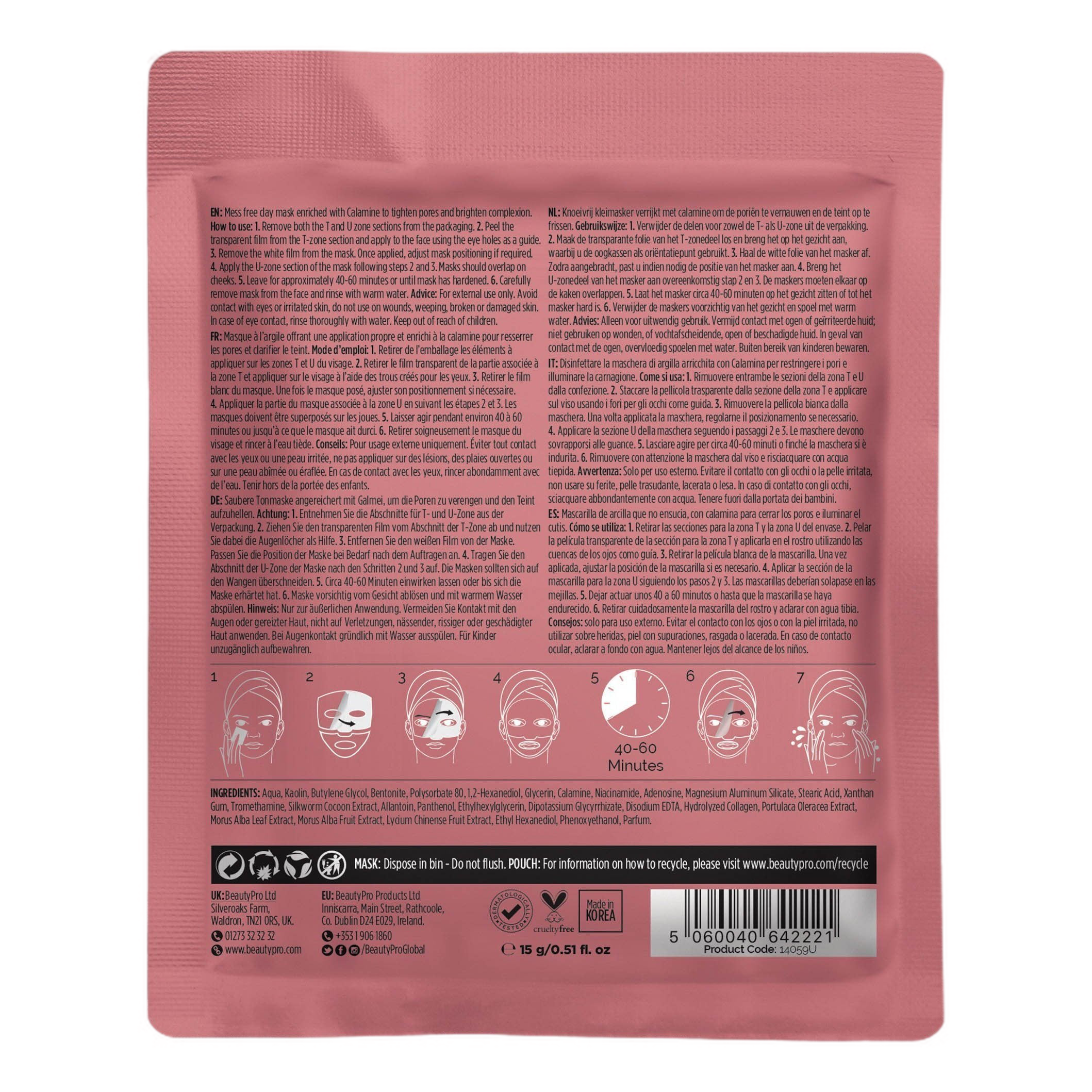 Beauty Pro Pink Clay Sheet Mask ansiktsmask