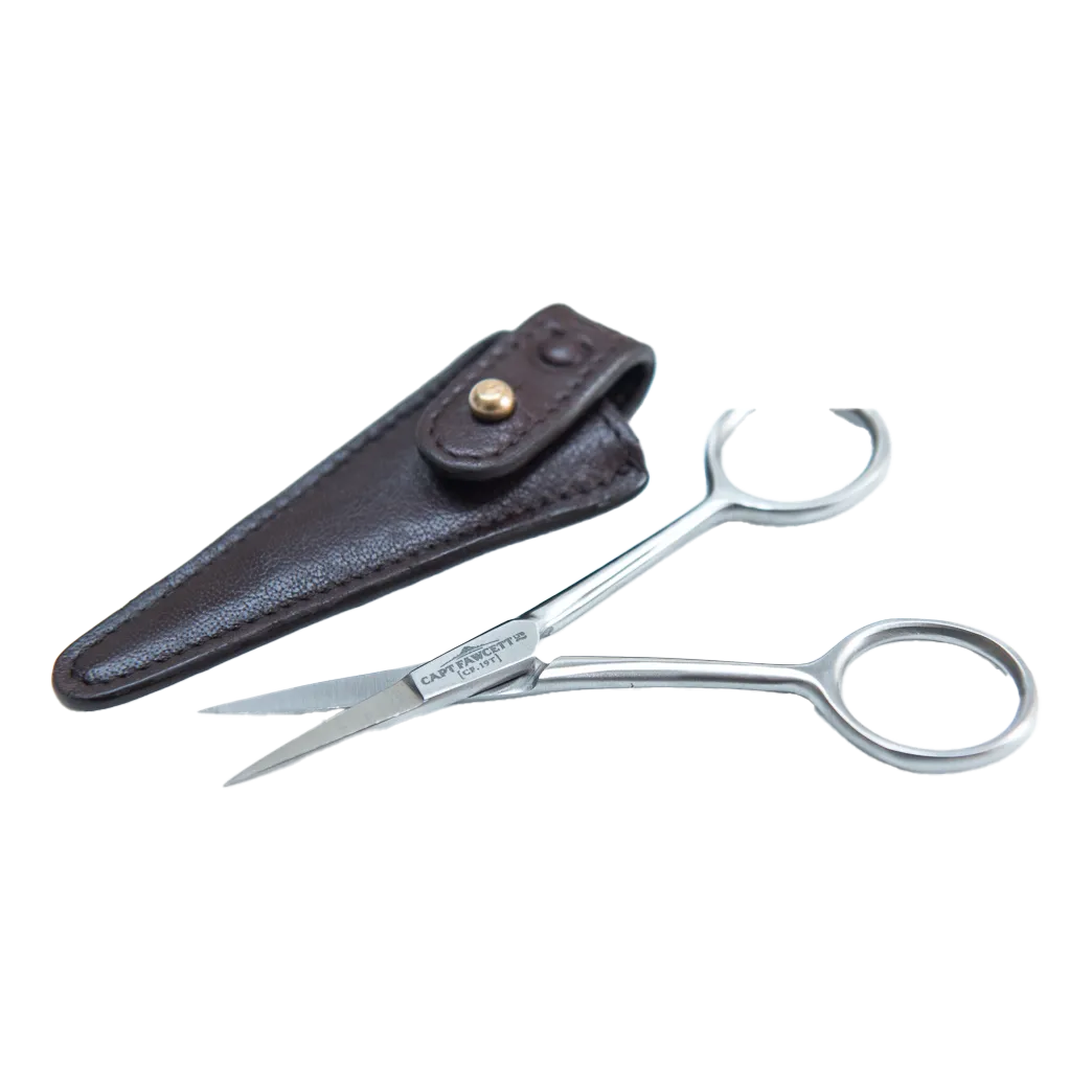 Captain Fawcett's skjegg- og bartesaks med skinnetui