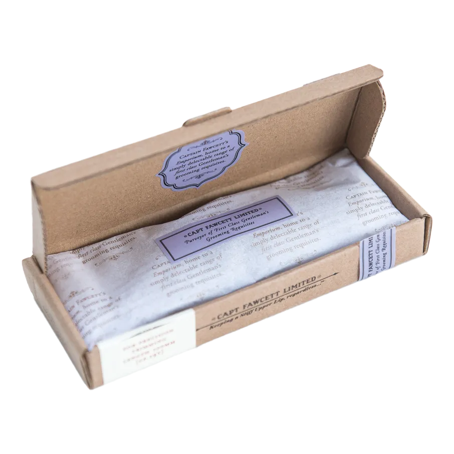 Captain Fawcett's skjegg- og bartesaks med skinnetui