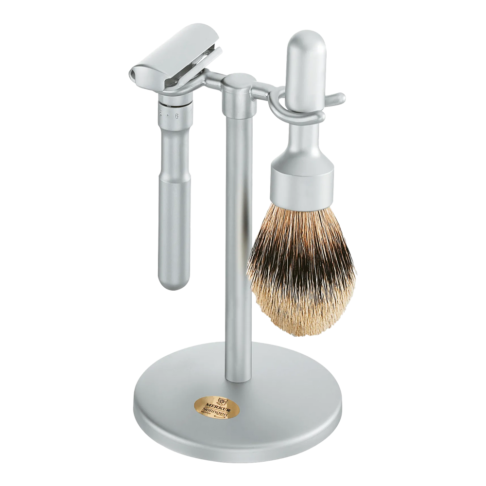 Merkur Futur Silvertip barbersett 3 deler Matt krom