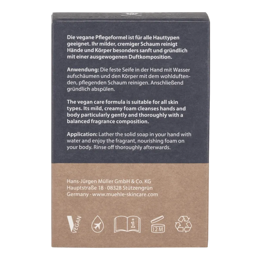 Mühle Essentials kroppssåpe i fast form - solbær og sedertre