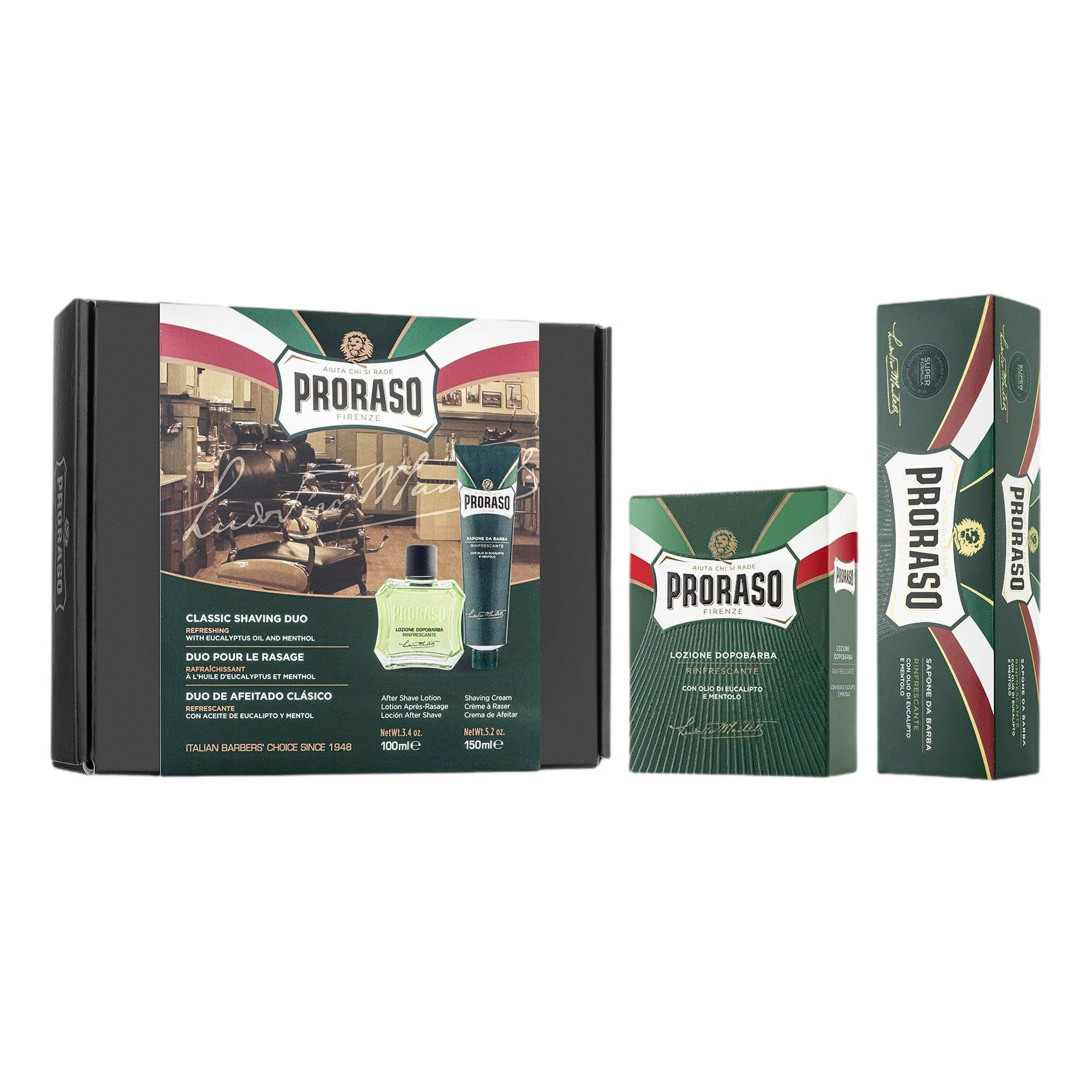 Proraso Duo Pack barberkrem og aftershave Eukalyptus og mentol