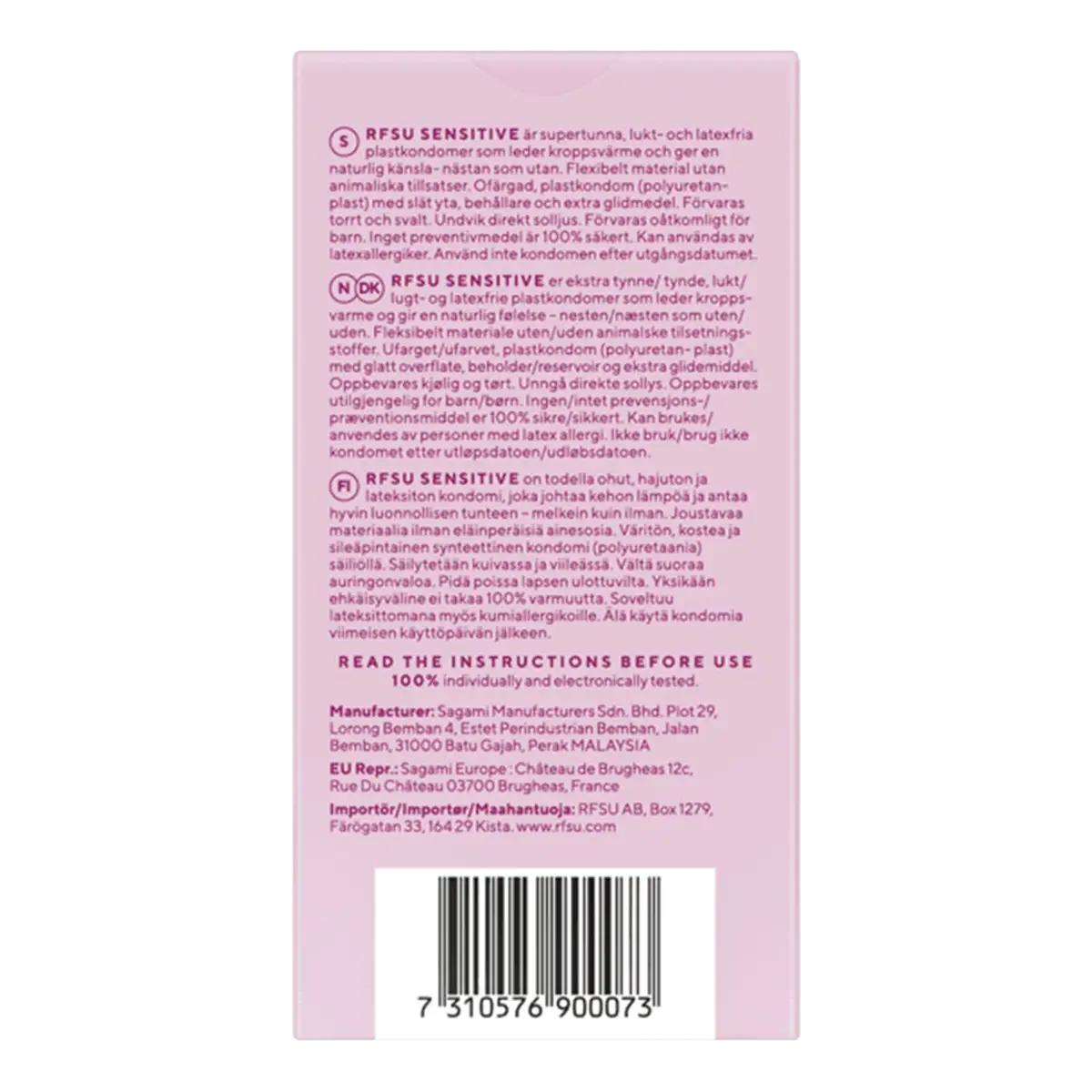 RFSU kondomer Sensitive 6-pakning