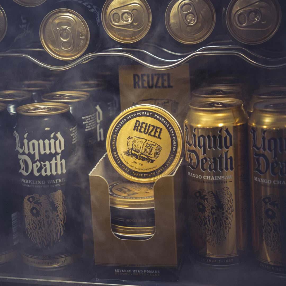 Reuzel x Liquid Death Severed Head Strong Hold Clay Pomade