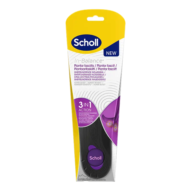 Scholl In-Balance Plantar Fascitt smertelindrende innleggssåler Small (37.5-39.5) Medium (40-42) Large (42.5-45)