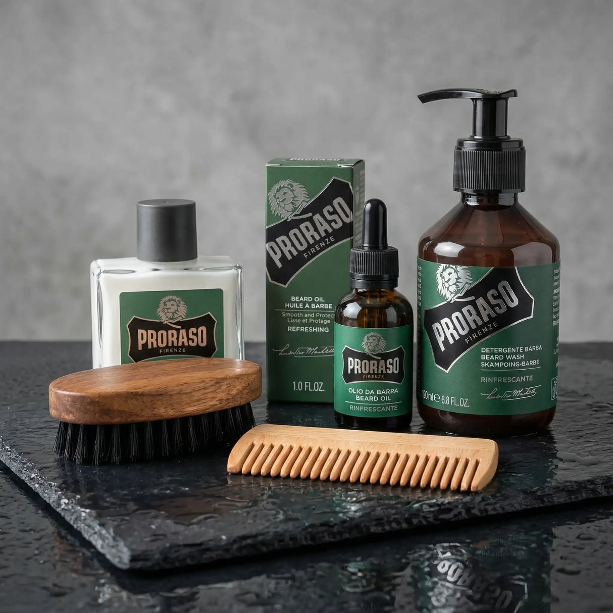 Skjeggsett - Proraso + børste + kam