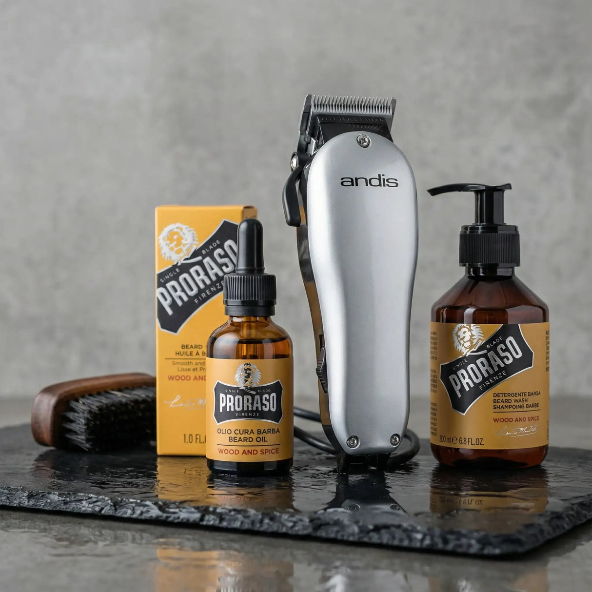 Skjeggsett med skjeggklipper