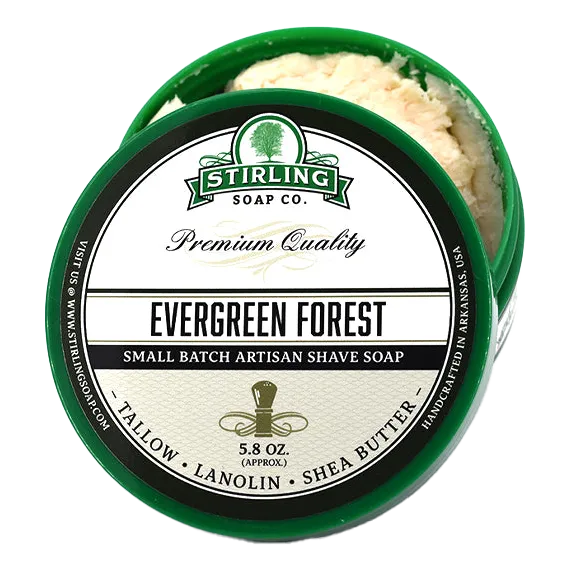 Stirling Soap Co. barbersåpe i skål Evergreen Forest