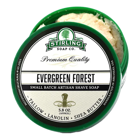 Stirling Soap Co. barbersåpe i skål Evergreen Forest 