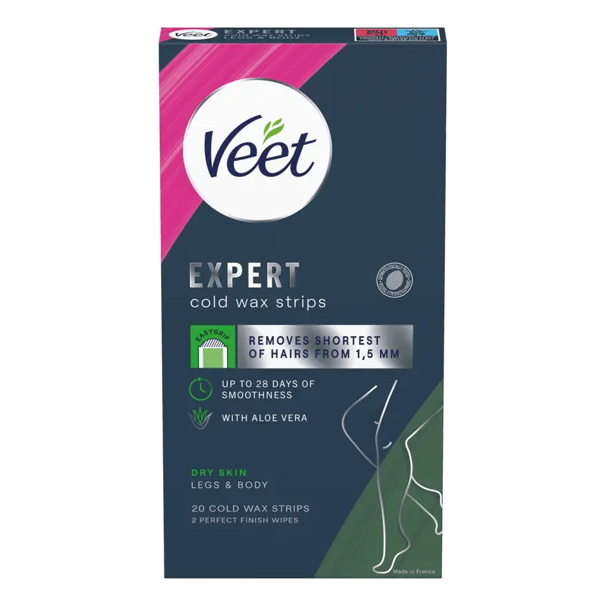Veet Expert Cold Wax Strips ben & kropp tørr hud 20 stk