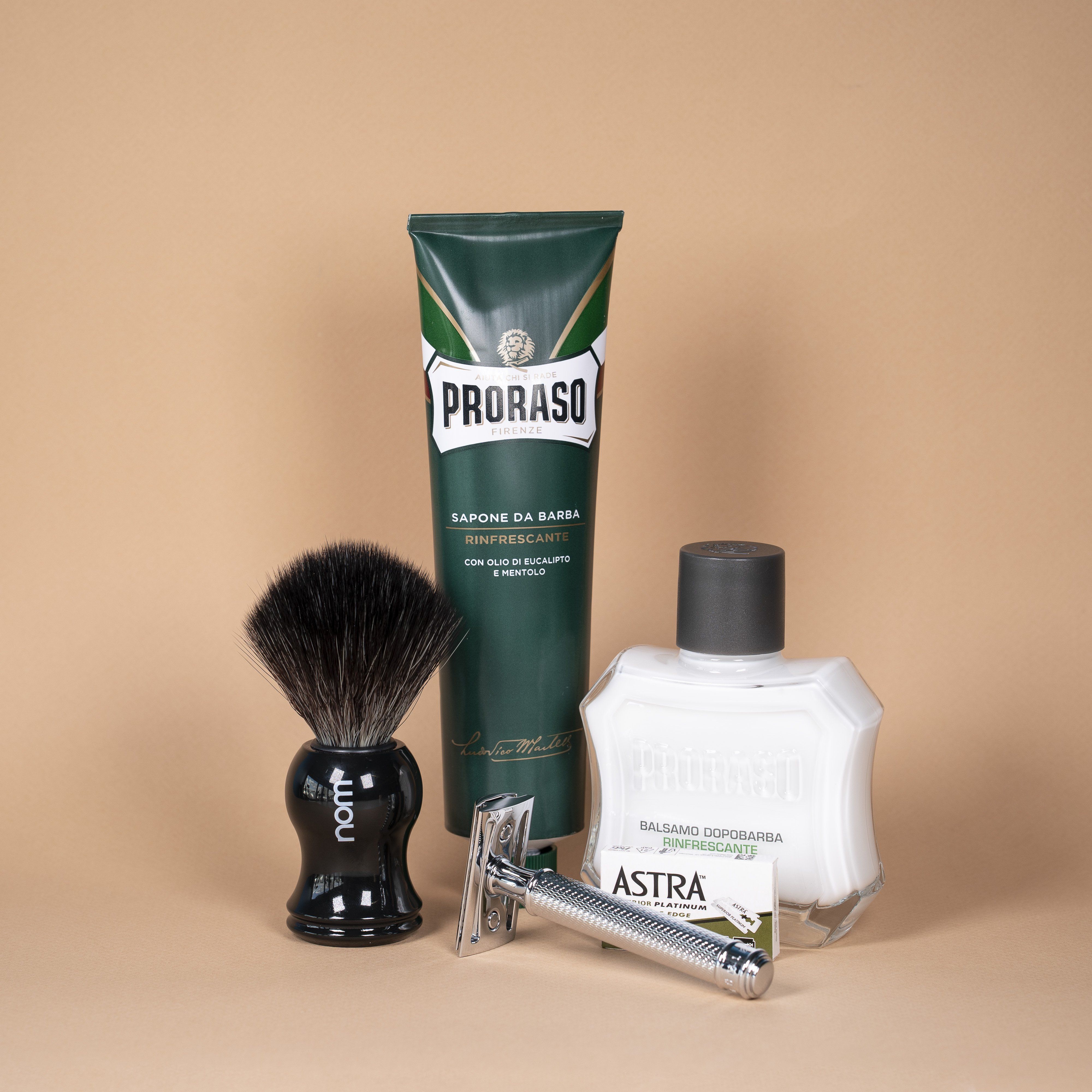 Introsett til tradisjonell barbering Eukalyptus og mentol R89 Syntetisk - Sort