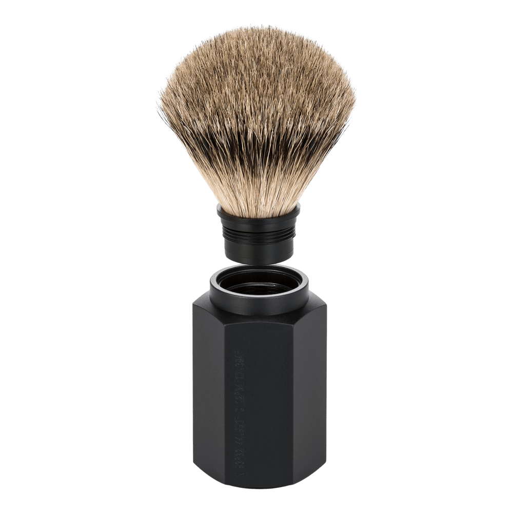 Mühle Hexagon Silvertip Badger barberkost Graphite