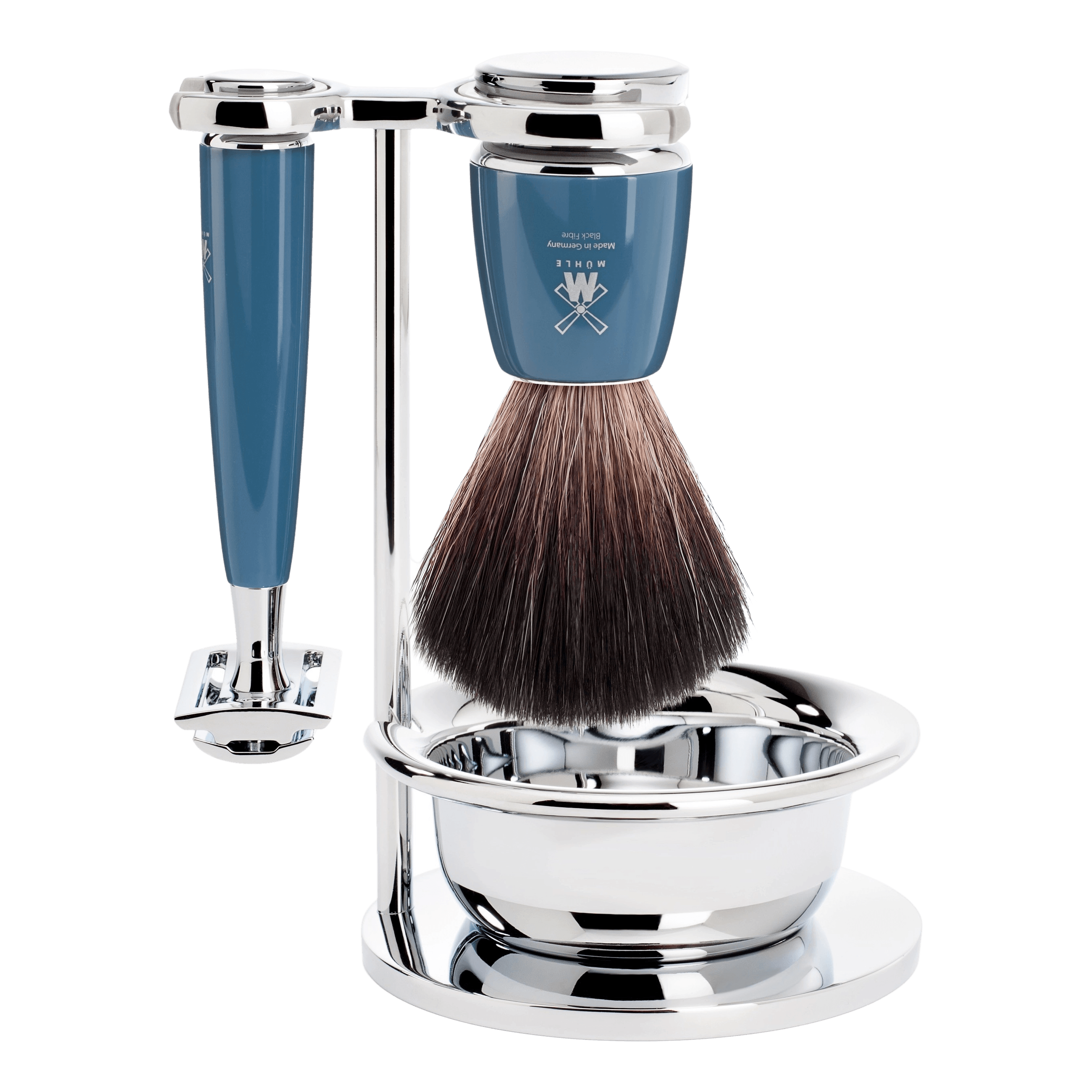 Mühle Rytmo barbersett 4 deler Black Fibre Petrol