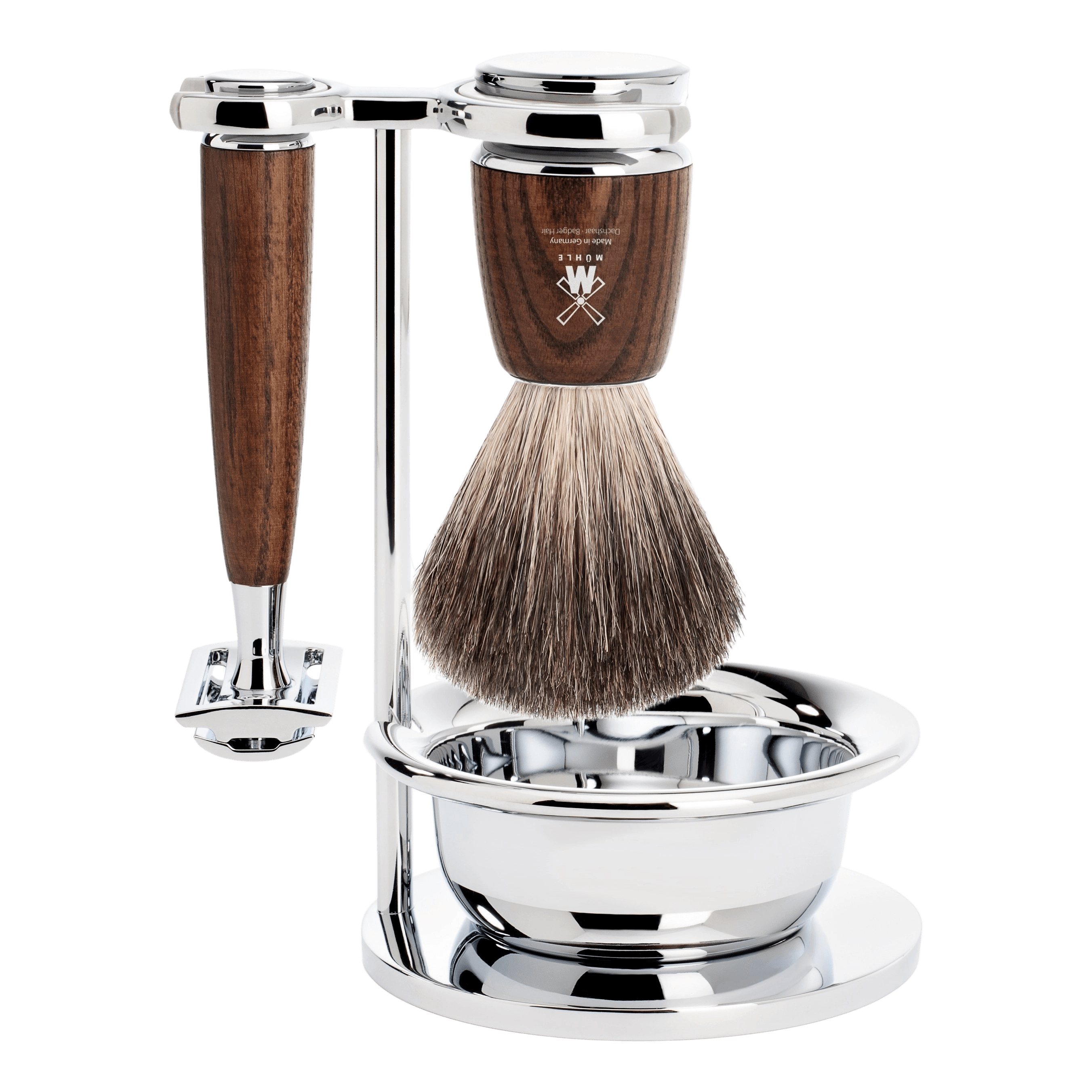 Mühle Rytmo barbersett 4 deler Pure Badger Ask