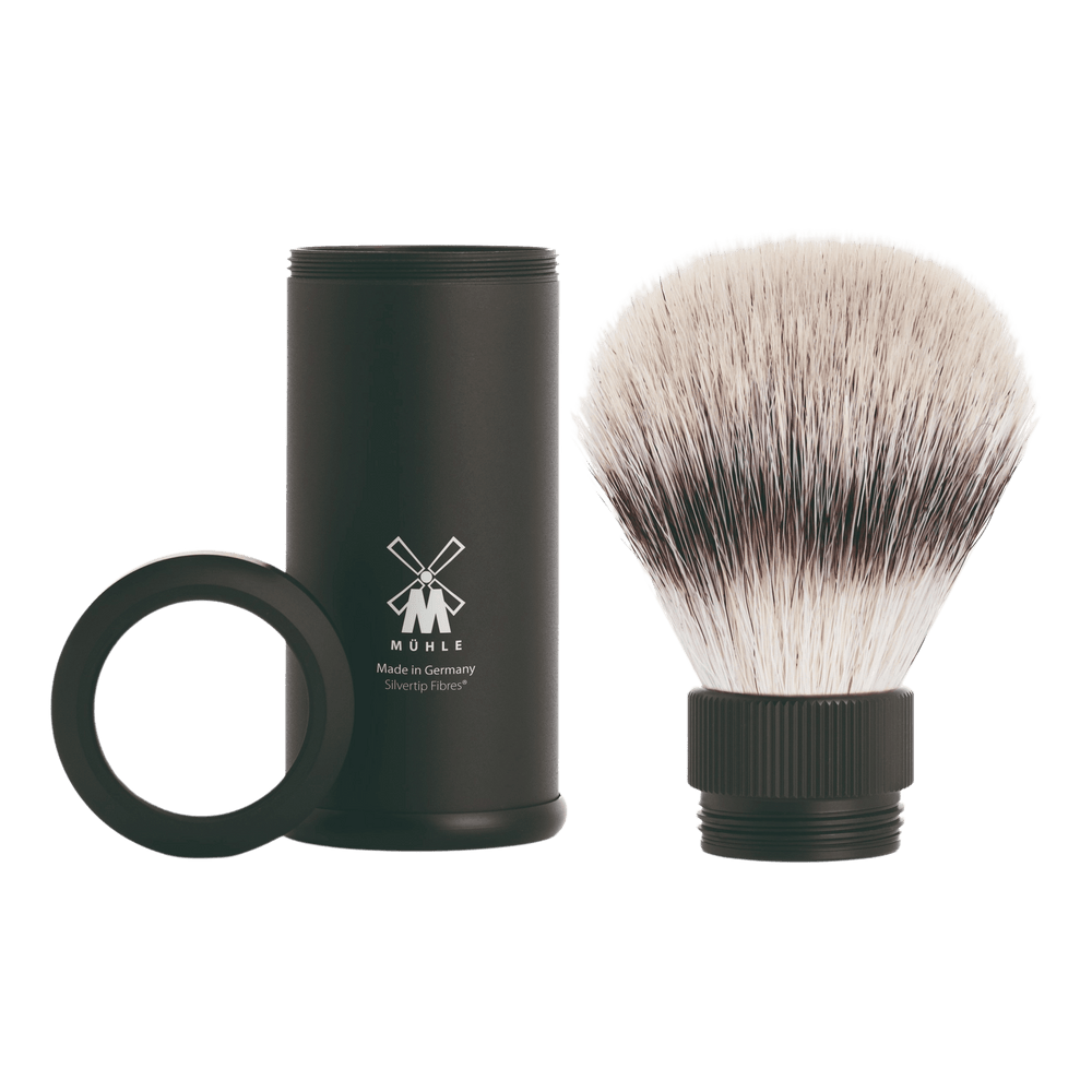 Mühle Silvertip Fibre reisebarberkost aluminium Sort