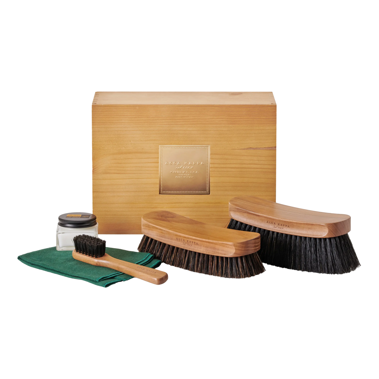 Acca Kappa Shoe Coffret- Three Brushes For Cleaning And Polishing Shoe Cotton Shoe Shine Cloth Neutral Shoe Polish 