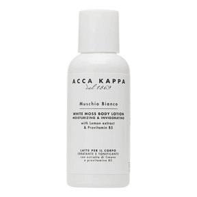 Acca Kappa White Moss reisebodylotion i kompakt hvit flaske