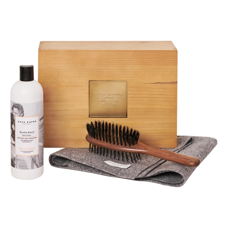 Acca Kappa Pet Coffret White Moss Delicate Dog Shampoo -Double-Sided Dog Brush Soft Mat In Recycled Felt Wool 