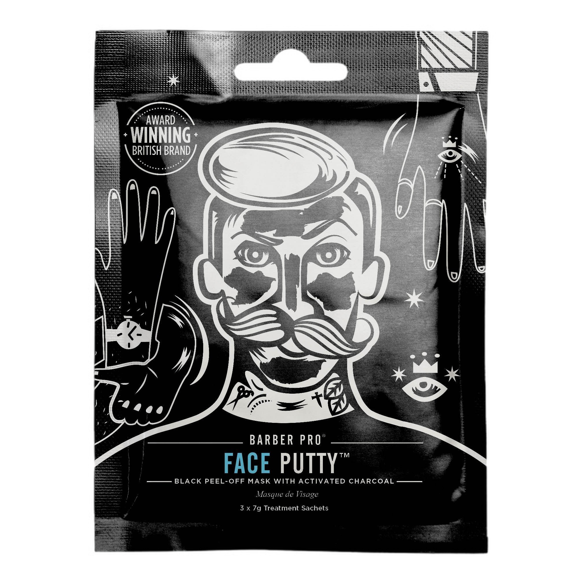 Barber Pro Face Putty Peel-Off Mask 3-pakning