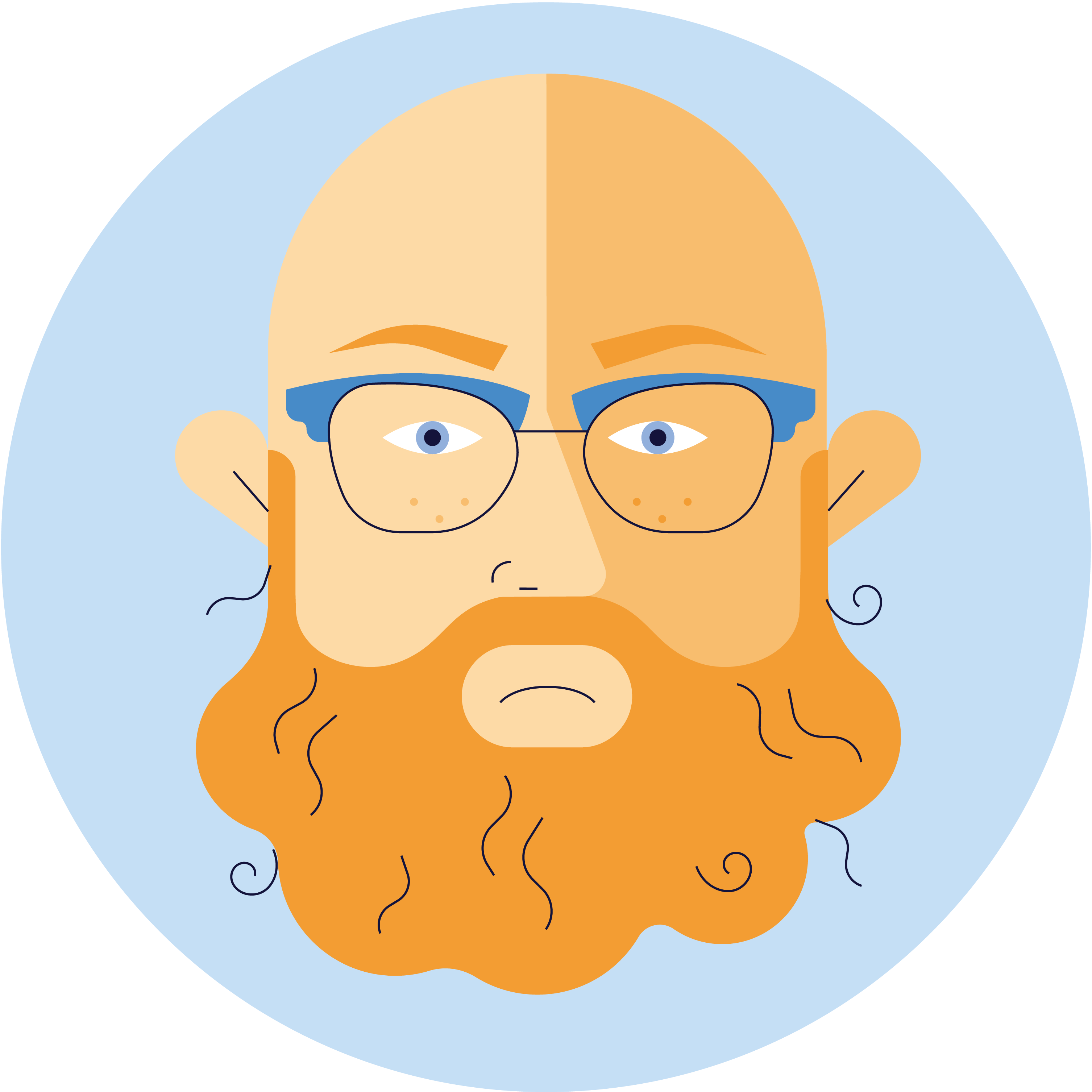 Illustrasjon av mann med rufsete skjegg