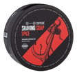 Barrister and Mann barbersåpe Spice med åpen topp, rød etikett og anker motiv