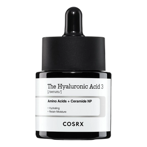 COSRX The Hyaluronic Acid 3 serum i svart glassflaske med hvit etikett