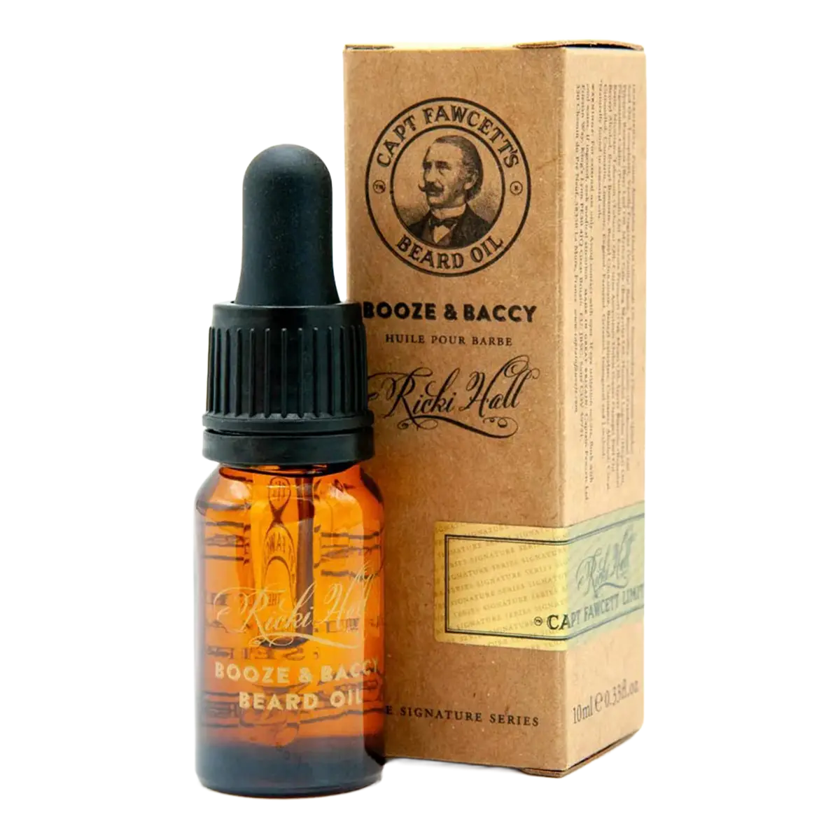 Captain Fawcett Booze & Baccy skjeggolje 10ml med kraftpapirpakning