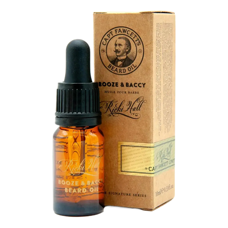 Captain Fawcett Booze & Baccy skjeggolje 10ml med kraftpapirpakning