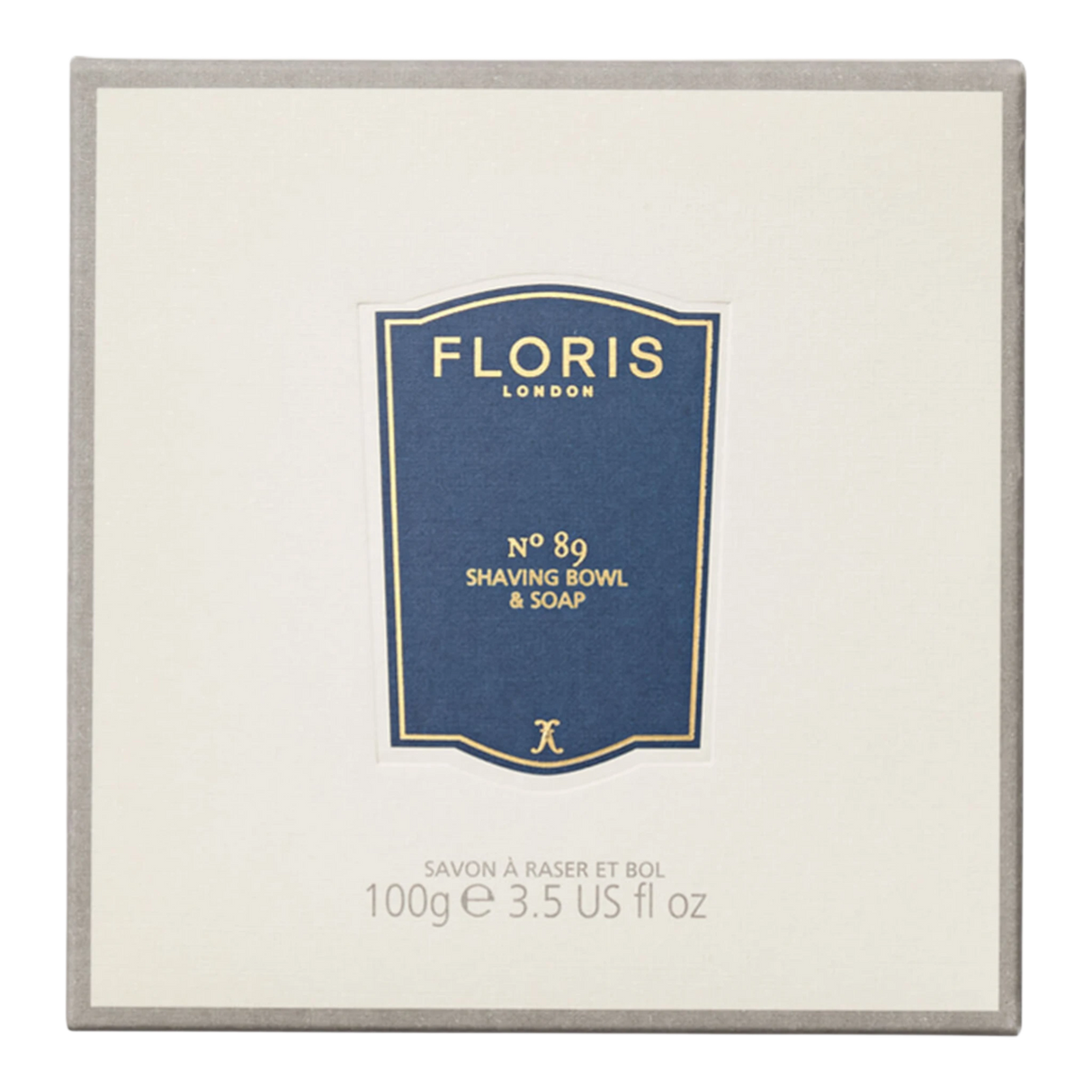 Floris London No. 89 barbersåpe og treskål i originalpakning med gullrammet etikett