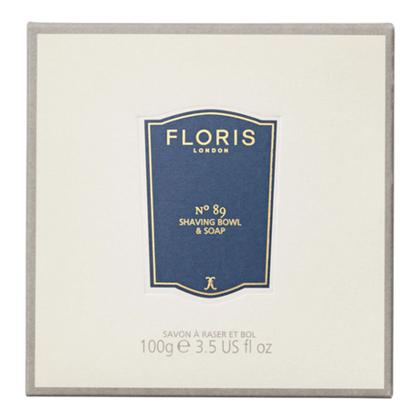 Floris London No. 89 barbersåpe og treskål i originalpakning med gullrammet etikett