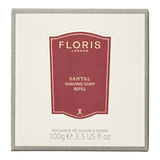 Floris Santal barbersåpe refill i grå papirboks med rød etikett