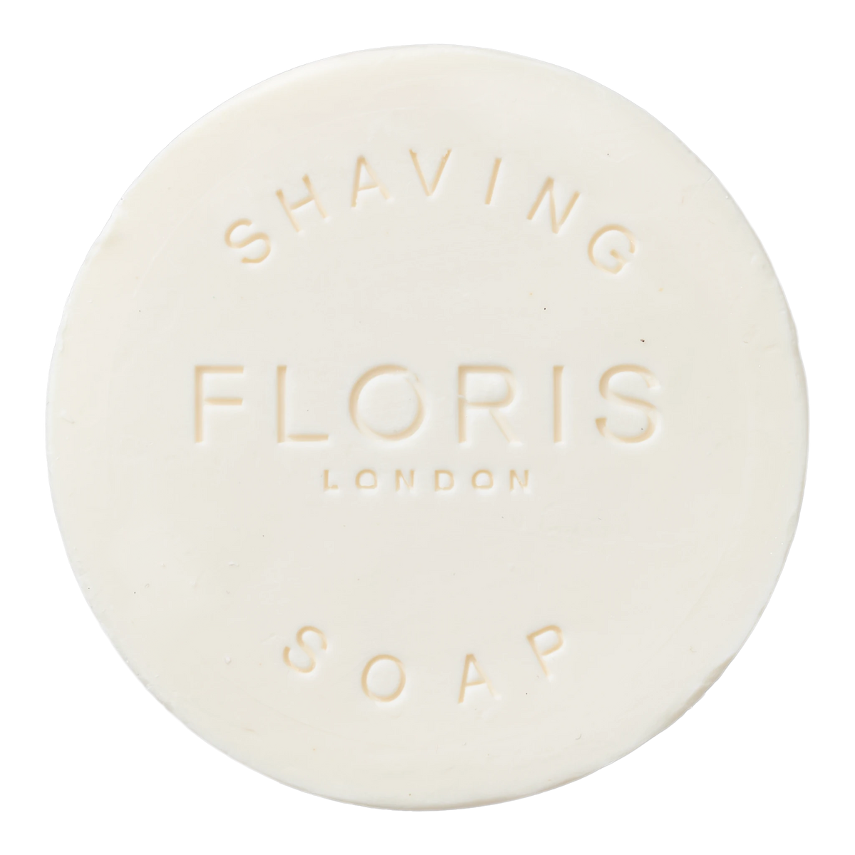 Kremfarget Floris Santal barbersåpe med innprengt logo