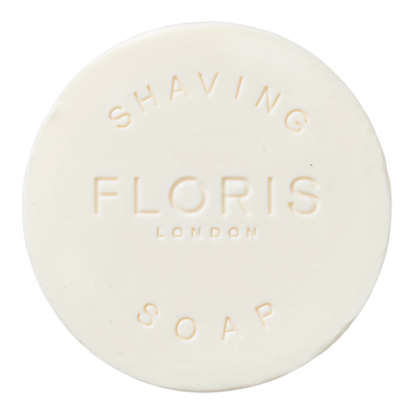 Kremfarget Floris Santal barbersåpe med innprengt logo