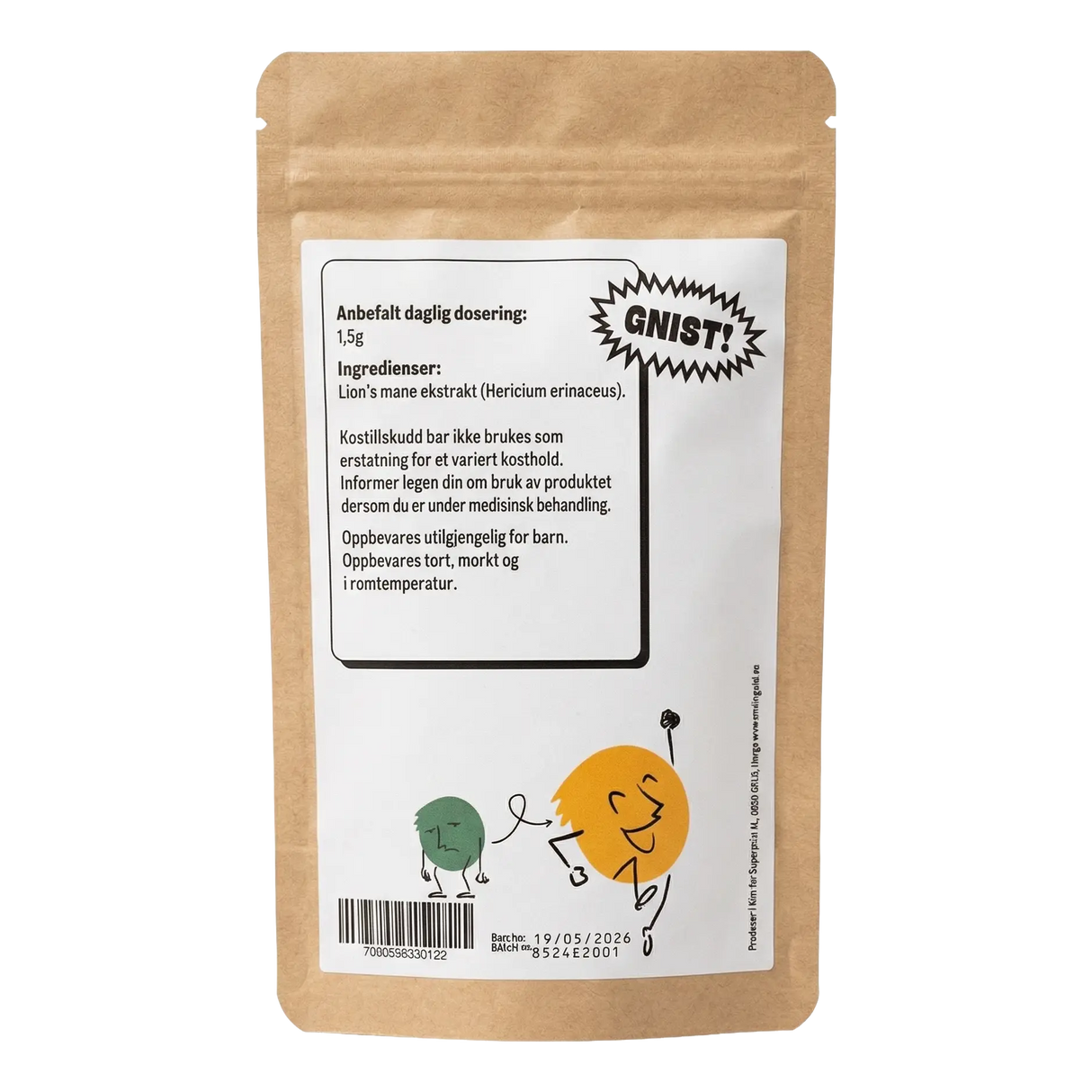GNIST! Lions Mane dobbeltekstrakt pulver 