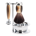 Mühle Vivo barbersett 4 deler Imitert horn Black Fibre