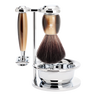 Mühle Vivo barbersett 4 deler Imitert horn Black Fibre