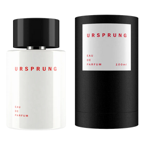 Oak Urprung 100 ml Eau de Parfum i flaske og teksturert eske med rød etikett