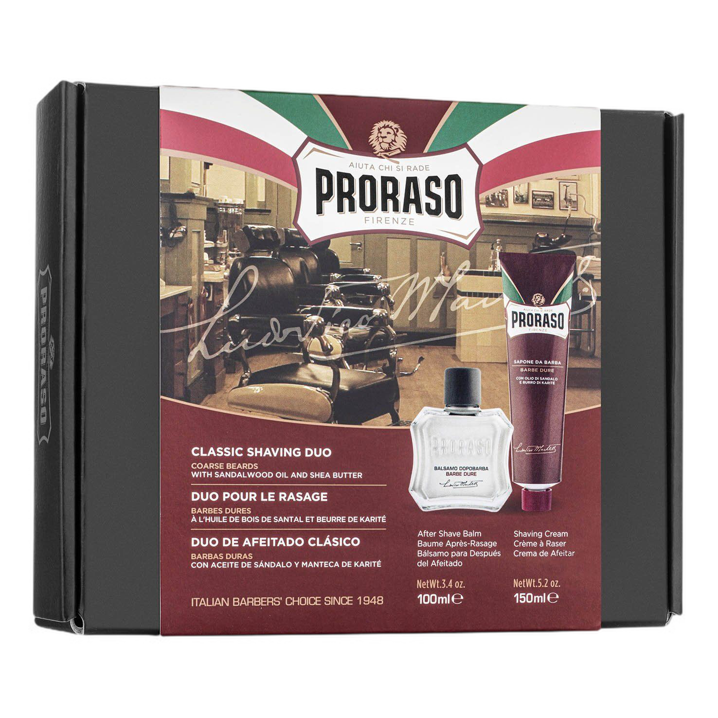 Proraso Duo Pack barberkrem og aftershave balm Sandeltre