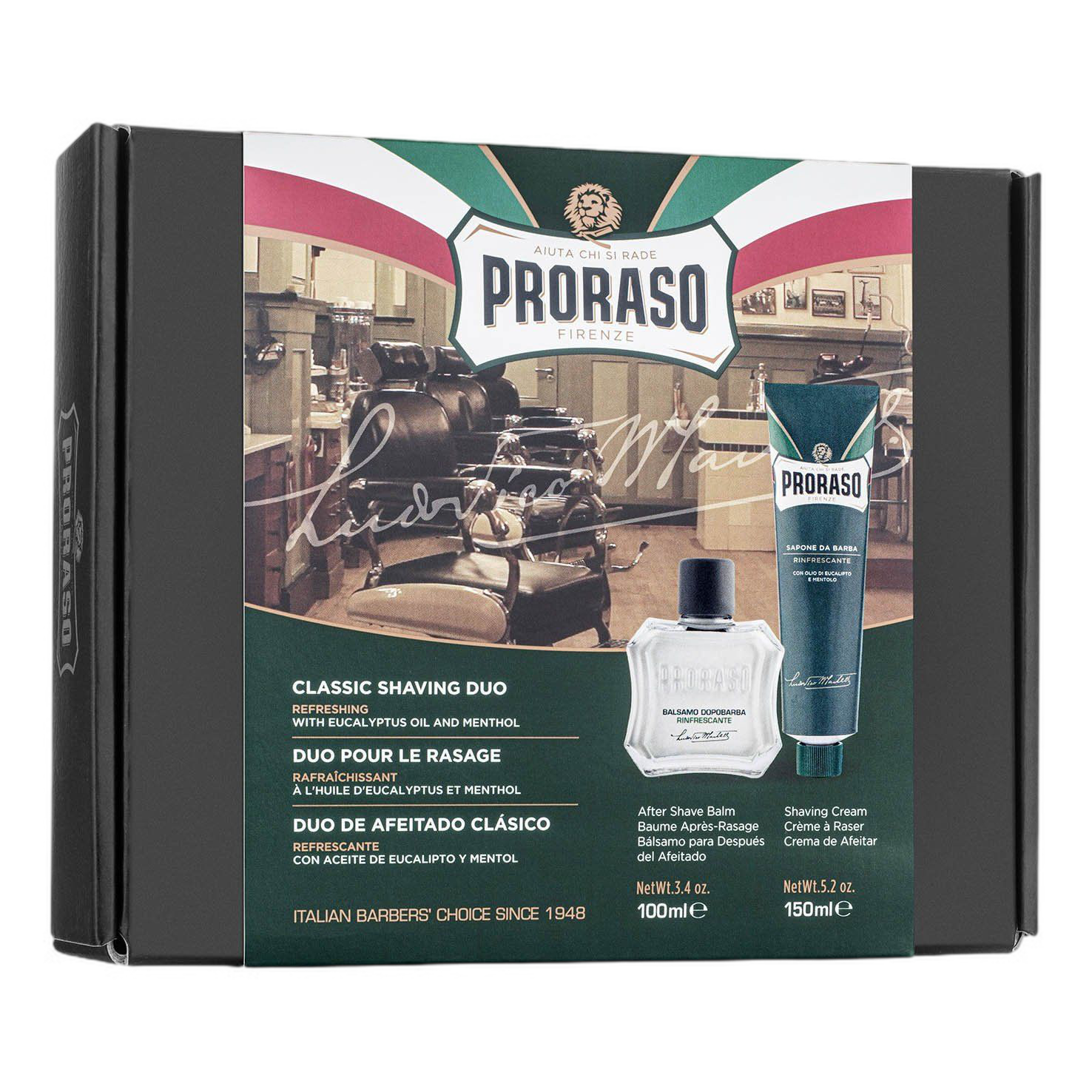 Proraso Duo Pack barberkrem og aftershave balm Eukalyptus og mentol