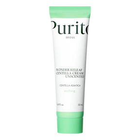 Purito Wonder Releaf Centella Cream Unscented 50ml i minimalistisk hvit tube mot hvit bakgrunn