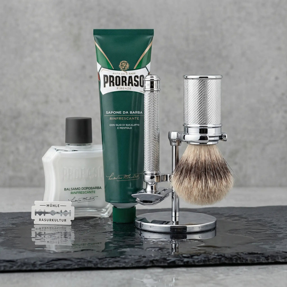 Startsett til tradisjonell barbering 