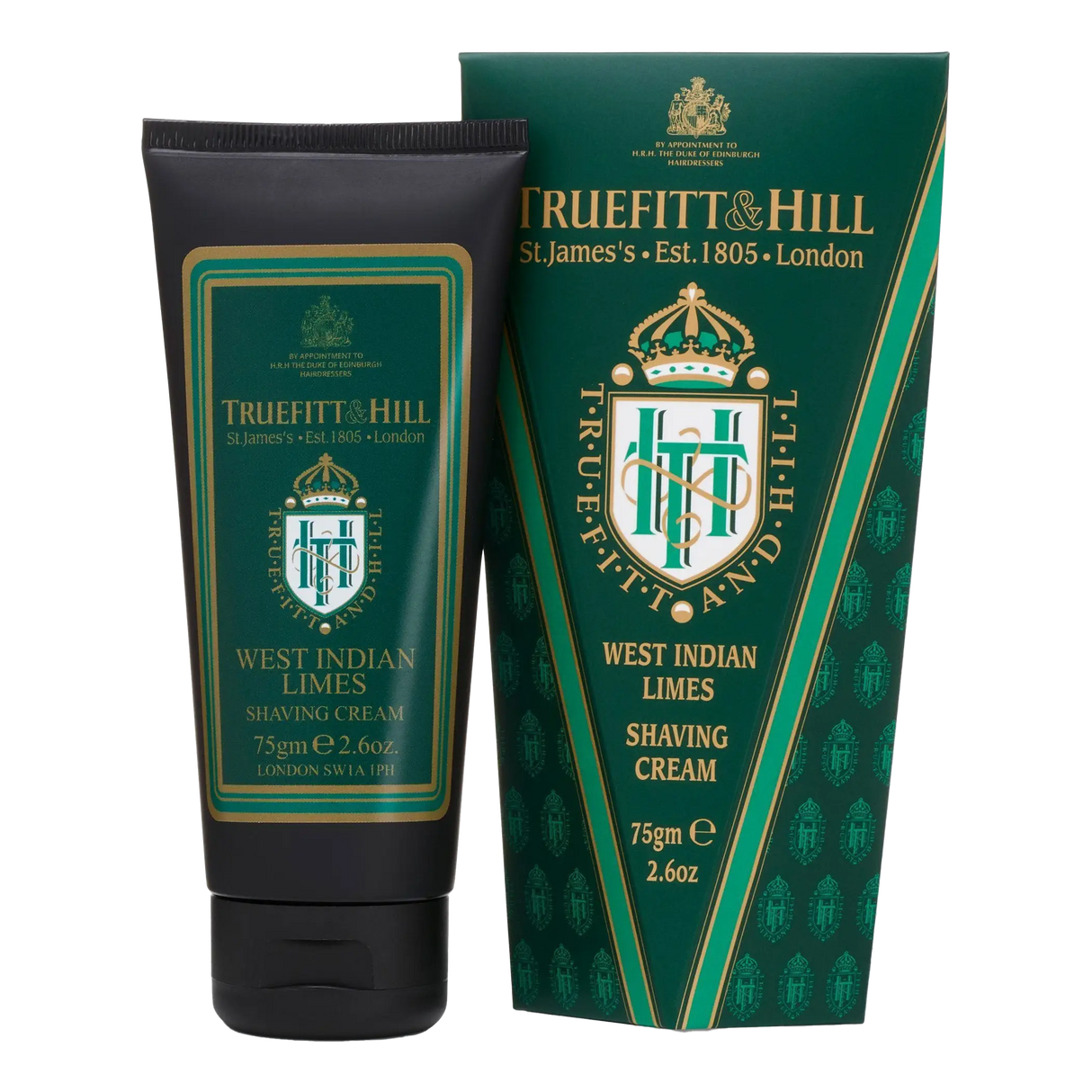 Truefitt & Hill barberkrem i tube West Indian Limes 75g med grønn og gull design