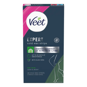 Veet Expert Cold Wax Strips ben & kropp tørr hud 20 stk 