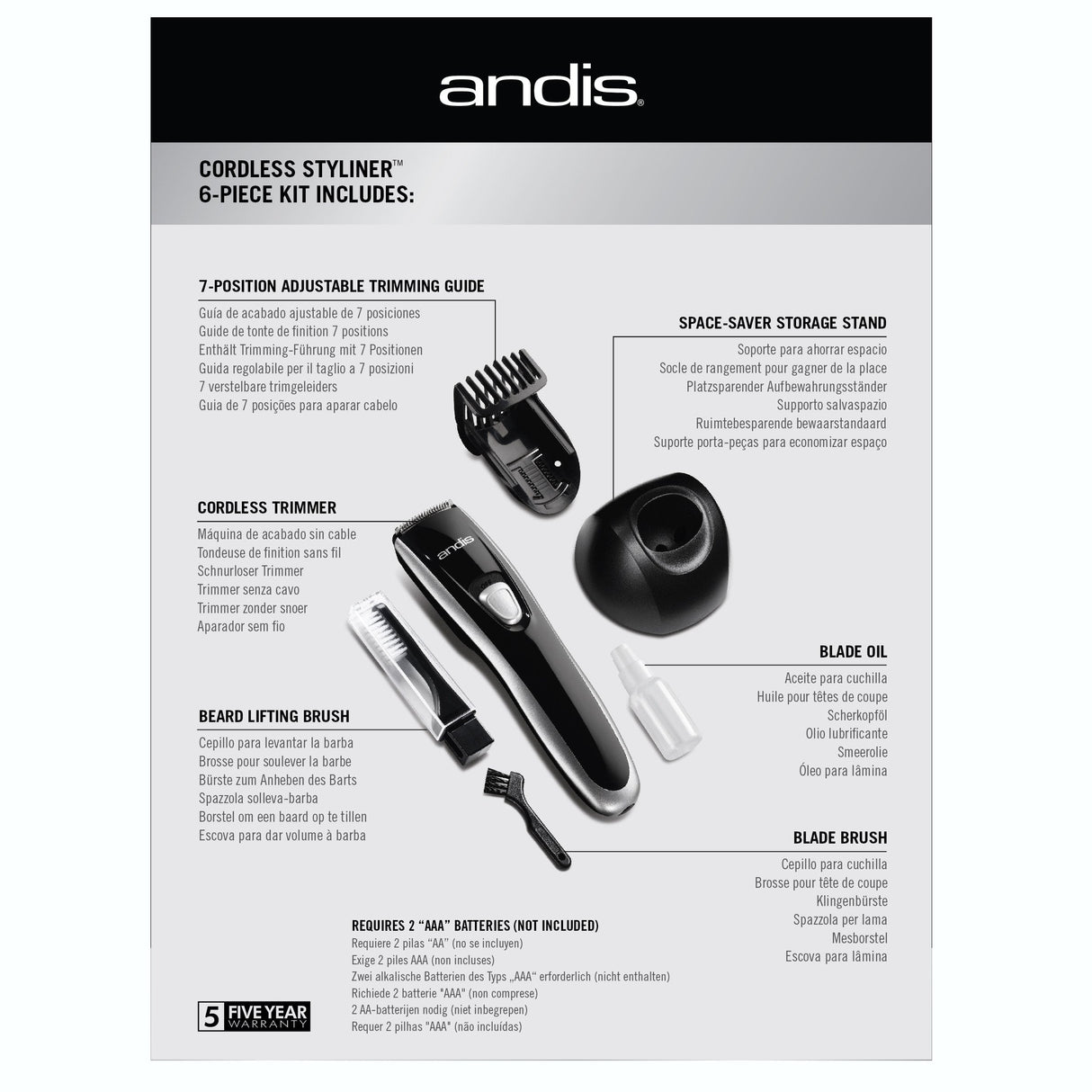 Andis Cordless Styliner Shave & Trim trådløs skjeggtrimmer