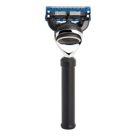 Mühle Fusion reisehøvel i anodisert sort aluminium med Gillette-blader