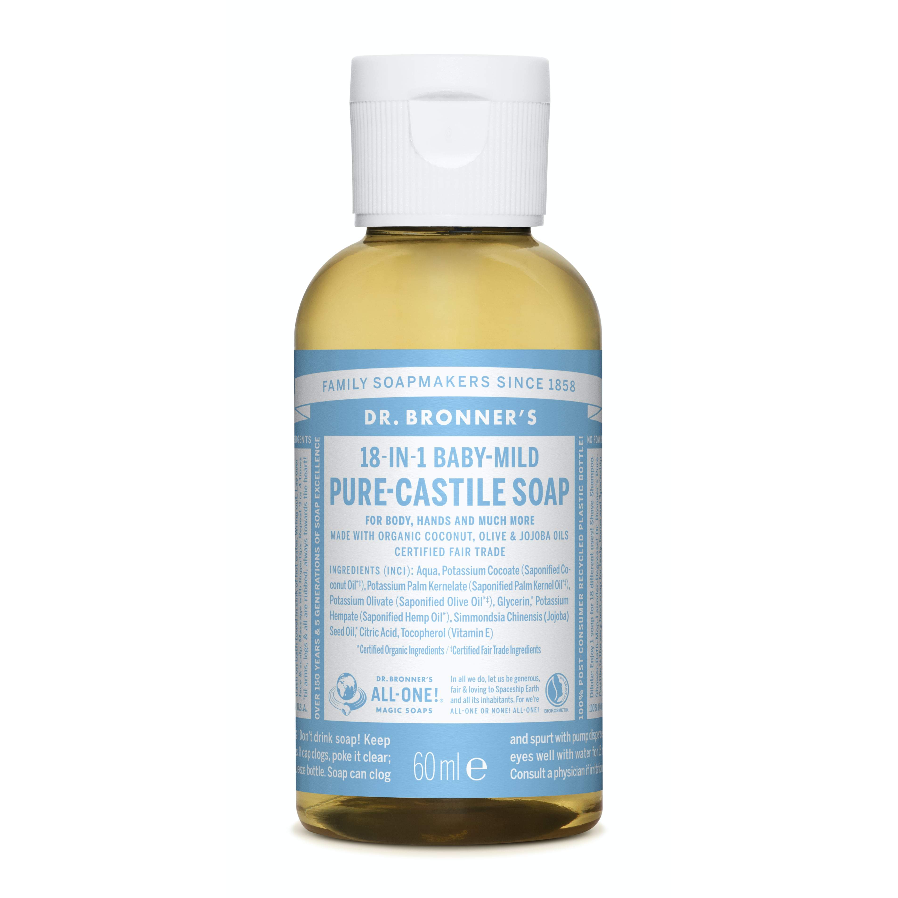 Dr. Bronner's 18-i-1 flytende såpe 60 ml Parfymefri