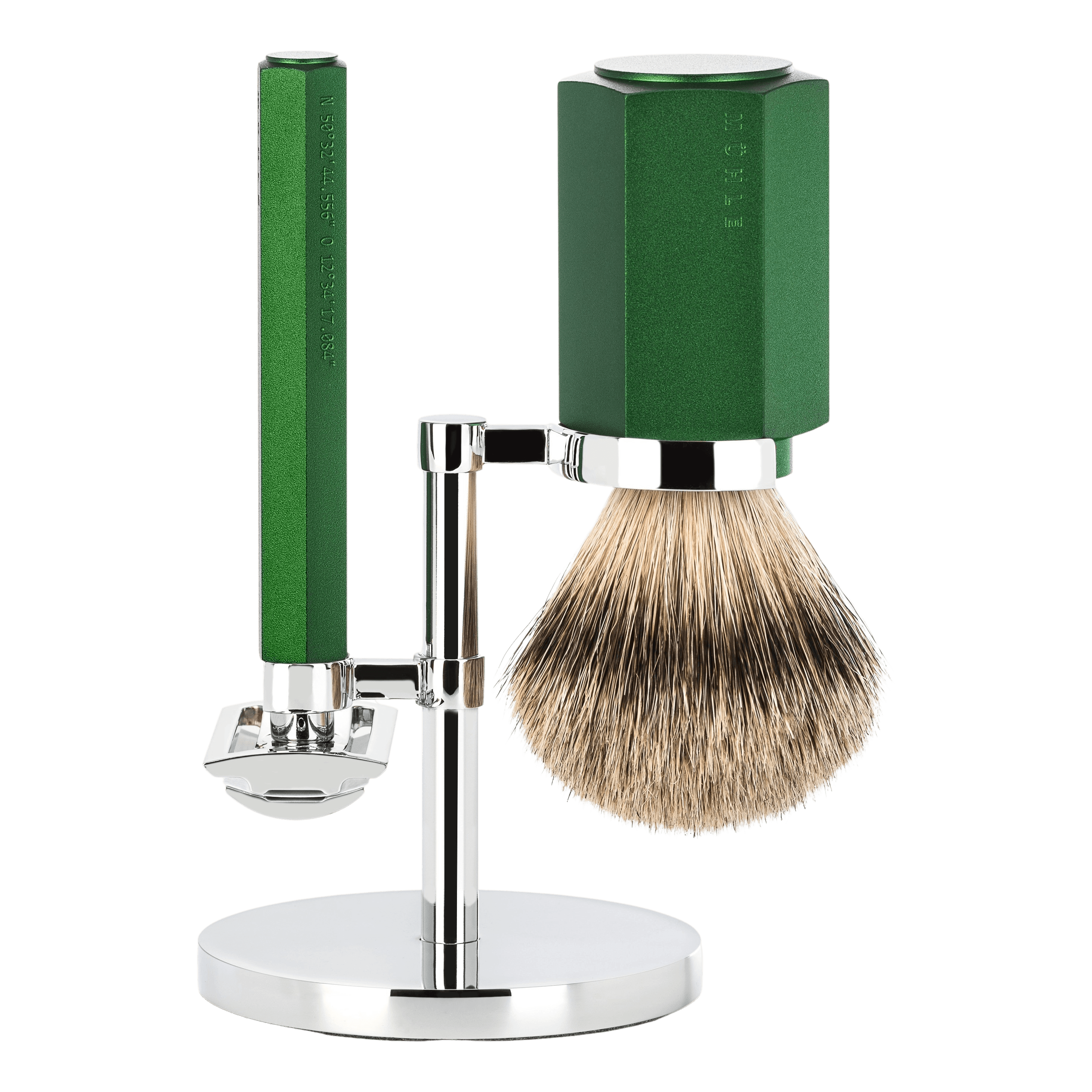 Mühle Hexagon barbersett Forest Silvertip grevlinghår