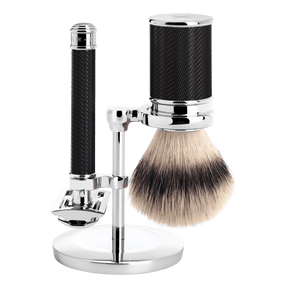 Mühle Traditional barbersett Krom Silvertip grevlinghår